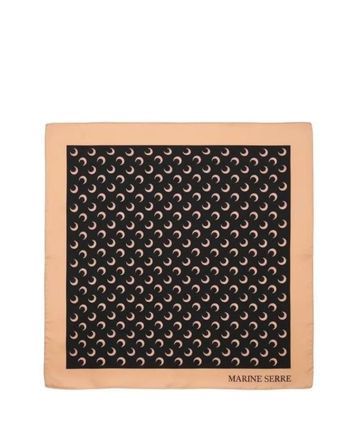 MARINE SERRE Black Moon Silk Scarf