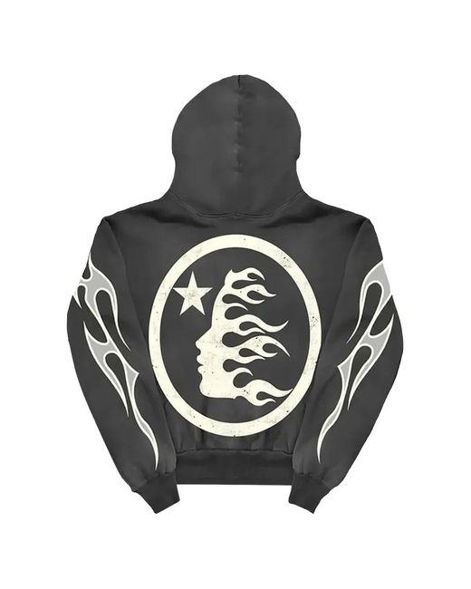 HELLSTAR Gray Flame-Print Hoodie for men