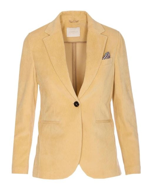 Circolo 1901 Natural Corduroy Single-Button Jacket