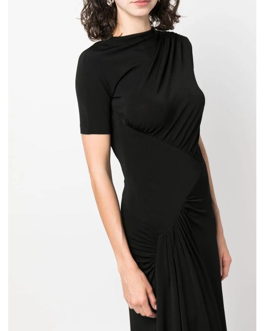 Givenchy Black Gathered Short-Sleeve Maxi Dress