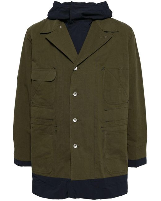 Sacai Green Single-breasted Coat for men