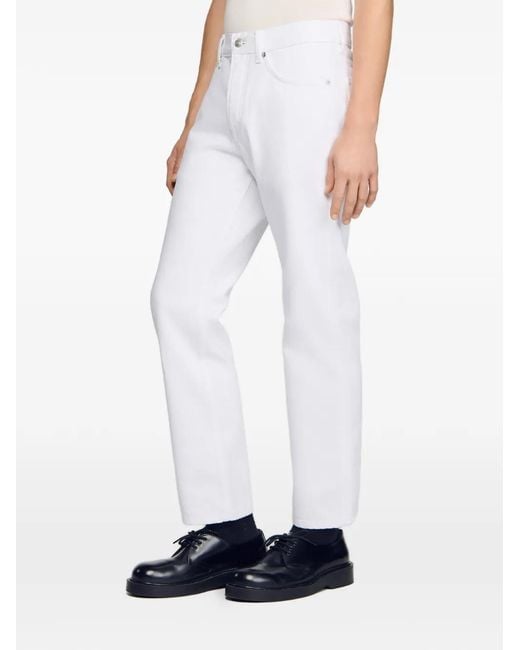 Sandro White Regular Raw Jeans for men