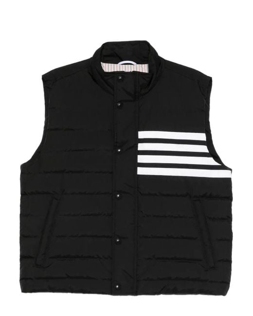 Thom Browne Black Ripstop Down-Filled 4-Bar Gilet for men