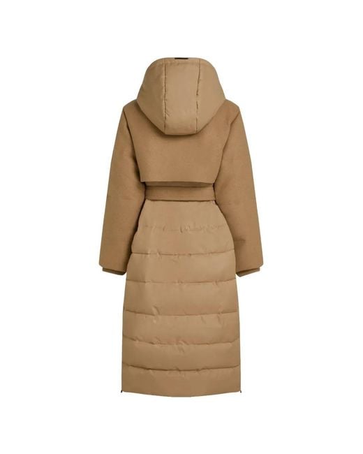 Karl Lagerfeld Natural Belted Long Puffer Jacket