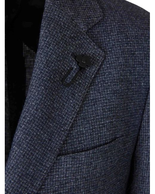 Lardini Blue Textured Single-Breasted Jacket for men