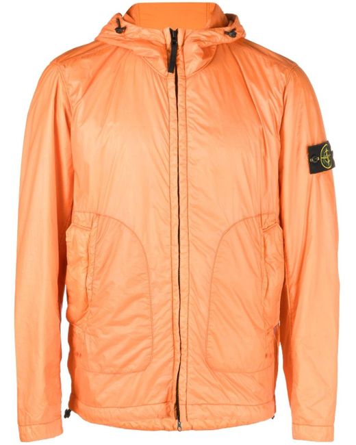 Stone Island Logo-patch Hooded Jacket in Orange for Men | Lyst Canada