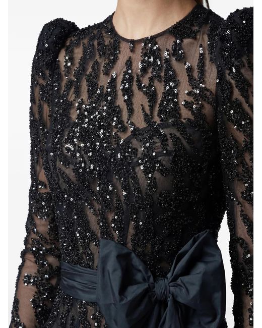 Gatti Nolli by Marwan Black Sequin-Embroidered Midi Dress