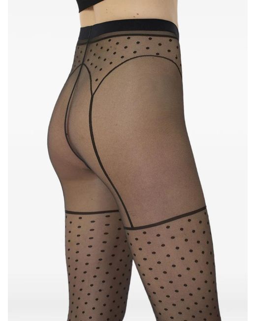 Wolford Natural Polka-Dot Garter-Belt-Effect Tights