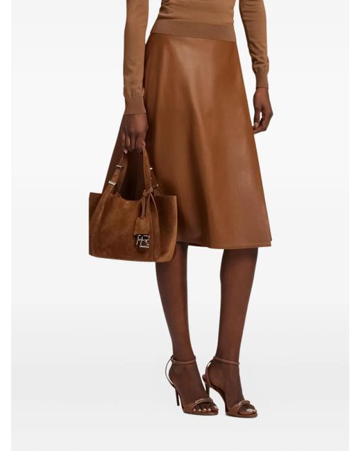 Ralph Lauren Brown Jackeline Leather Skirt