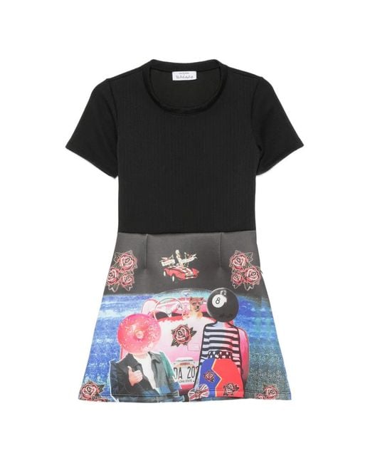 The Artistylist Black Graphic-Print Short-Sleeve Dress