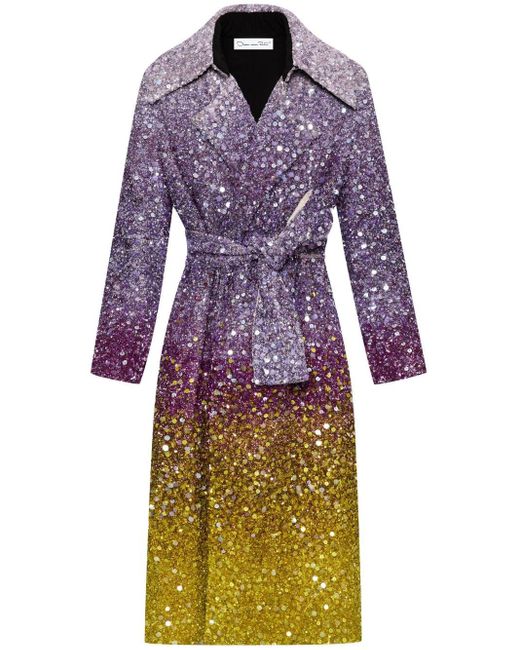 Oscar de la Renta Ombré Sequin-embroidered Coat in Purple | Lyst