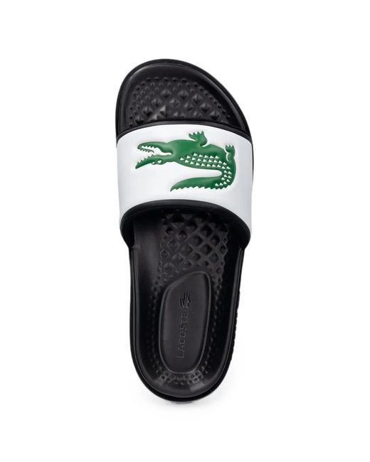 Lacoste Black Serve Dual Logo-Appliqué Slides for men