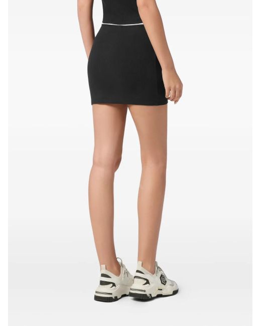 Philipp Plein Geribbelde Mini-Rok in het Black