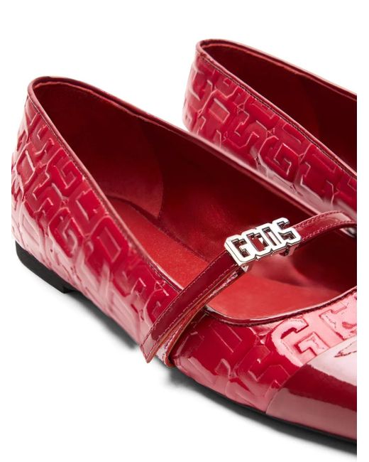 Gcds Red Monogram-Print Ballerinas