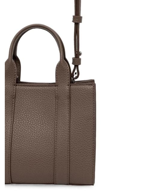 Karl Lagerfeld Brown Logo-Embroidered Pebbled Tote Bag