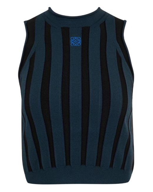Loewe ストライプ ノースリーブトップ Blue