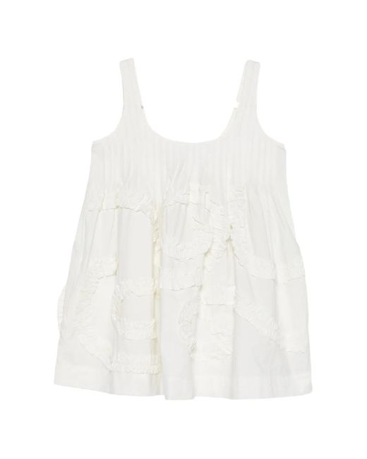 Damson Madder White Stella Ruffle-Trimmed Mini Dress