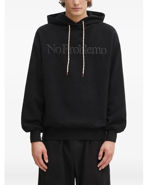 No Problemo Black Logo-Embroidered Hoodie for men