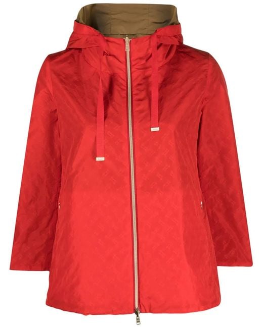 Herno Red Reversible Monogram-Print Jacket