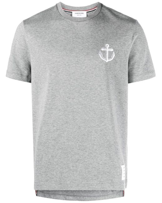 Camiseta con bordado Anchor Thom Browne de hombre de color Gray