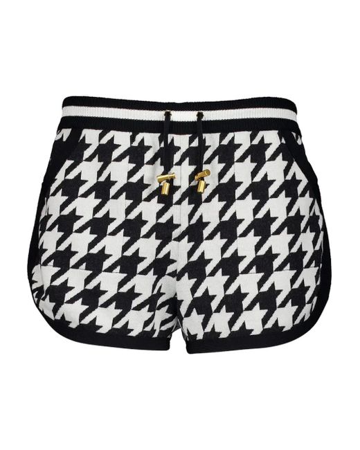 Short En Maille À Motif Pied-De-Poule Balmain en coloris Black