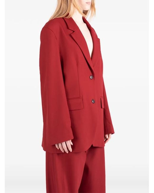 Societe Anonyme Red Berry Notched-Lapel Button-Fastening Jacket