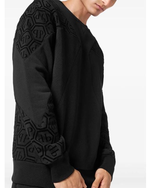 Philipp Plein Black Monogram Sweatshirt for men