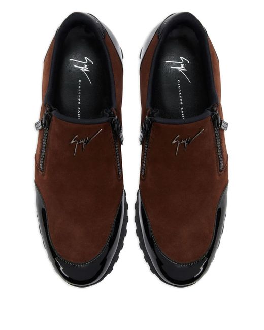 Giuseppe Zanotti Brown Ilde Run Double-Zip Low-Top Sneakers for men