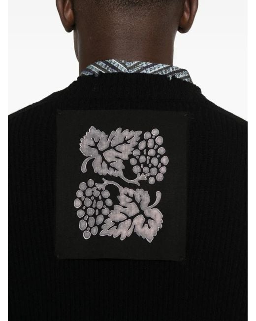 FEDERICO CINA Black Drop-Shoulder Wool Sweater for men