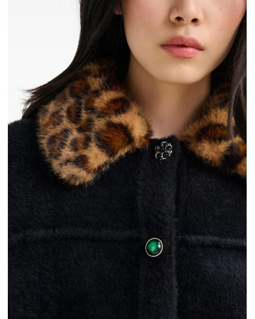 Essentiel Antwerp Vest Met Luipaardprint En Knoopsluiting in het Black