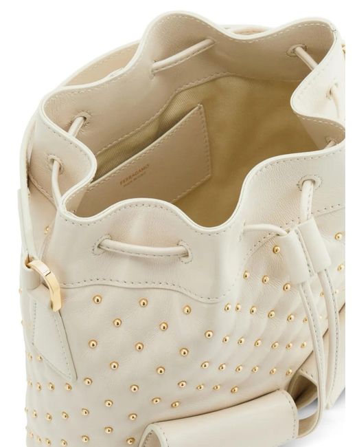 Ferragamo Multipocket Bucket-Tas in het Natural