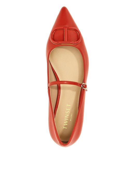 Twinset Red Oval T Ballet Flats