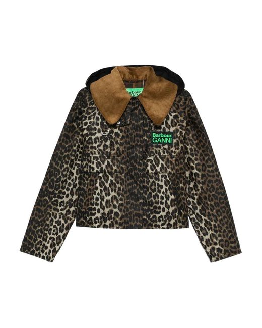 Barbour X Ganni レオパード ジャケット ブラック | Lyst