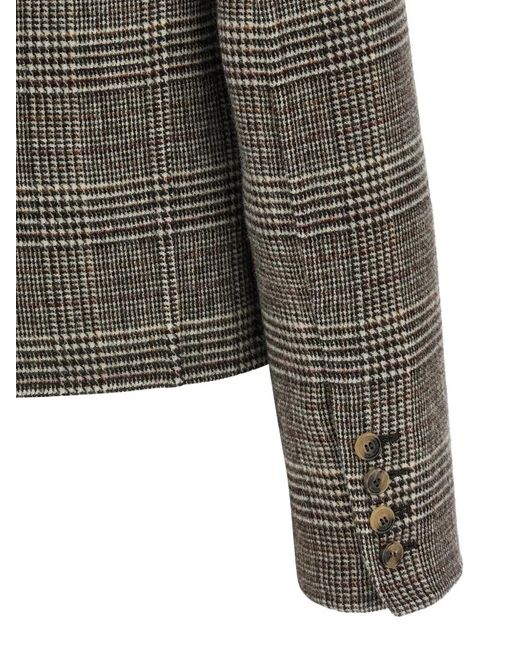 Ermanno Scervino Gray Single-Breasted Cropped Wool Blazer