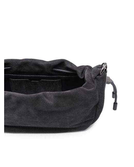 Brunello Cucinelli Black Drawstring Chain-Strap Cross Body Bag