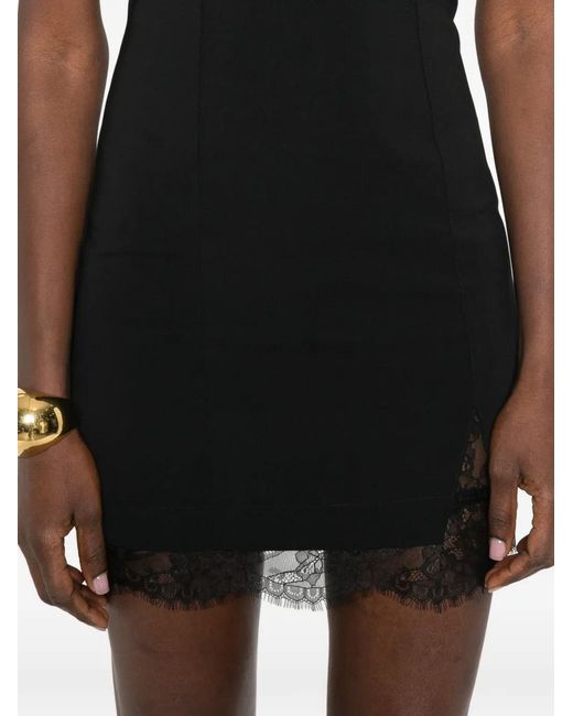 Patrizia Pepe Black Lace-Trim Sheath Mini Dress