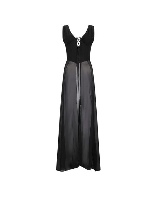 GIUSEPPE DI MORABITO Black Silk-Georgette Corset Top
