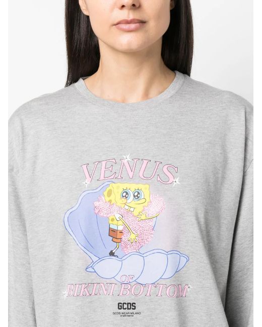 Gcds White X Spongebob Printed Cotton-Jersey T-Shirt Dress