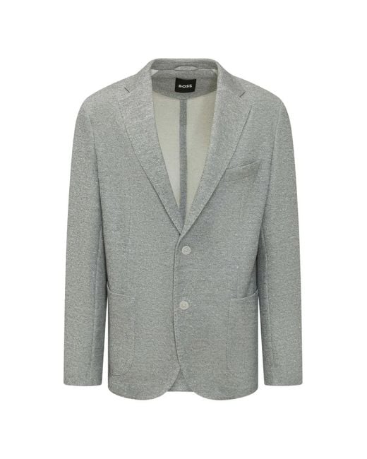 Boss Gray Hanry Single-Breasted Blazer for men