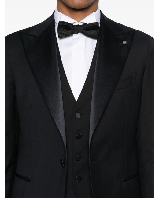 Tagliatore Black Single-Breasted Three-Piece Suit for men