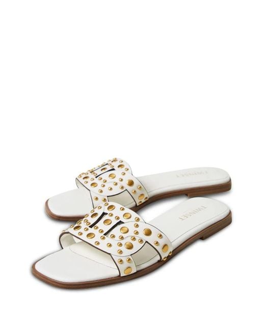 Twinset White Stud-Embellished Slides