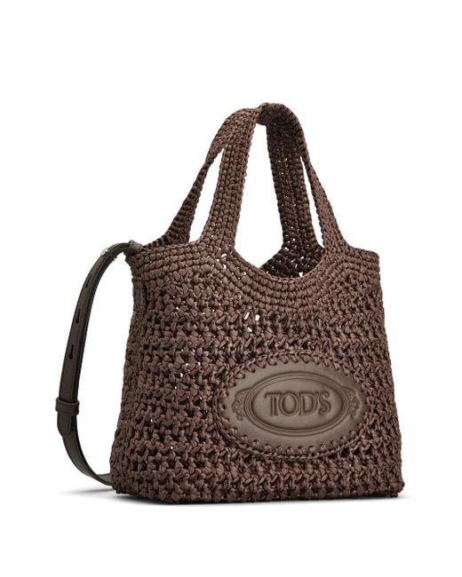 Tod's Brown Raffia Shopping Bag