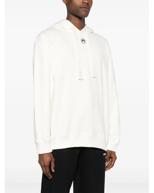 MARINE SERRE White Calendars-Print Organic Cotton Hoodie