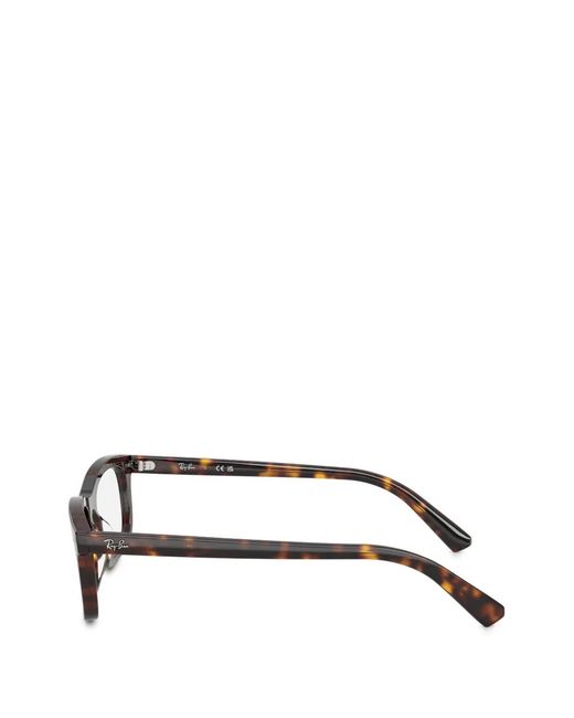 Ray-Ban White Tortoiseshell-Effect Rectangle-Frame Glasses