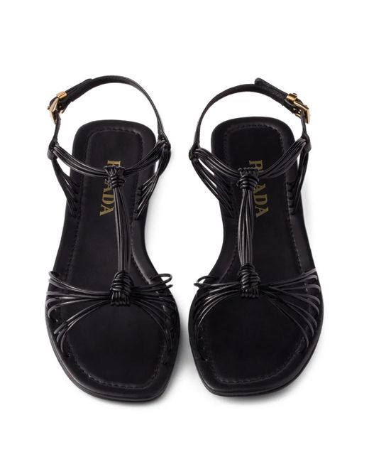 Prada Black Patent Leather Sandals