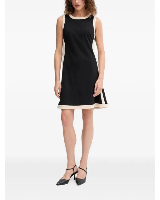 DKNY Black Round-Neck Panel Mini Dress