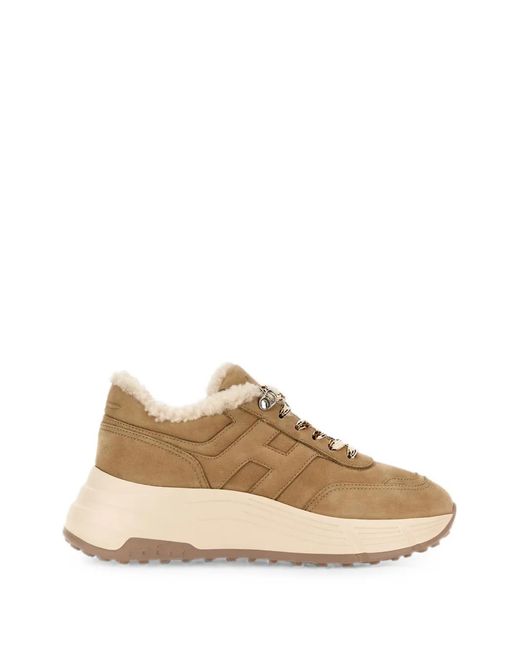 Hogan Natural Hi-Fi Shearling-Trim Sneakers