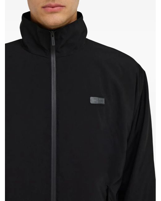 Ferragamo Black Logo-Patch Bomber Jacket for men