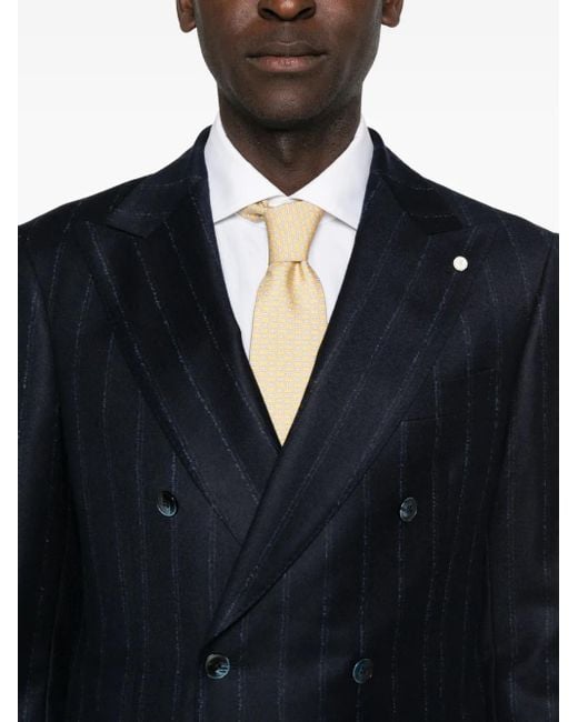 Luigi Bianchi Blue Pinstripe Double-Breasted Suit for men
