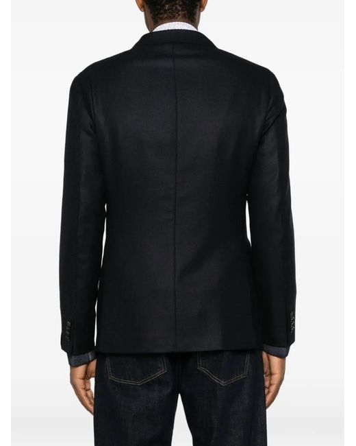Caruso Black Double-Breasted Peak-Lapel Jacket for men